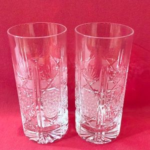 Set of 2 Czech BOHEMIA crystal glass. Long Whisky 350ml Pristine Condition W1074